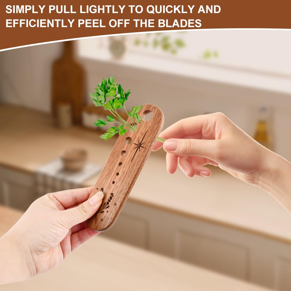Wooden Vegetable Leaf Separator, 7 Holes Pottery Herb Stripper Tool Supplies, Exquisite Herb Stripper Bowl Gifts with Storage Case for Home Use & Chefs(SIZE:1PC)