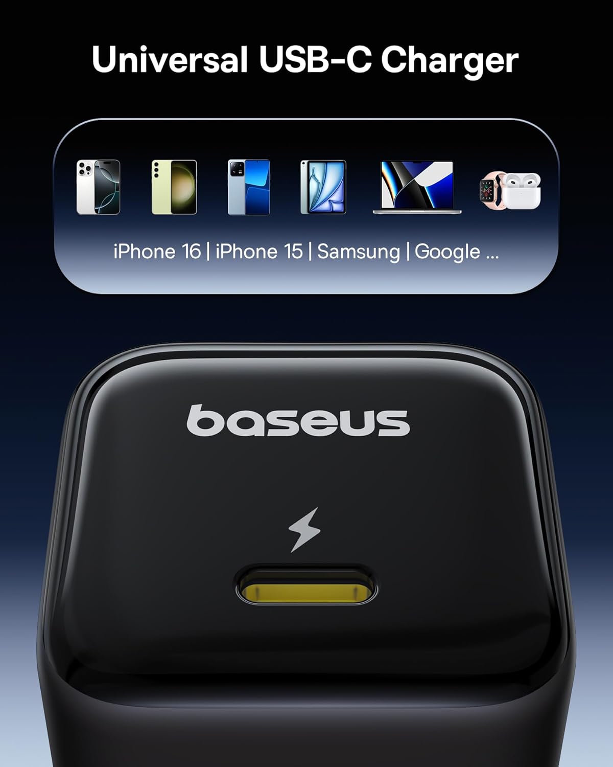 Baseus 45W 2 Pack 17/16/15 S24 USB C Charger Block, PPS Fast Charger Type C with USB-C Cable for iPhone Series, iPad