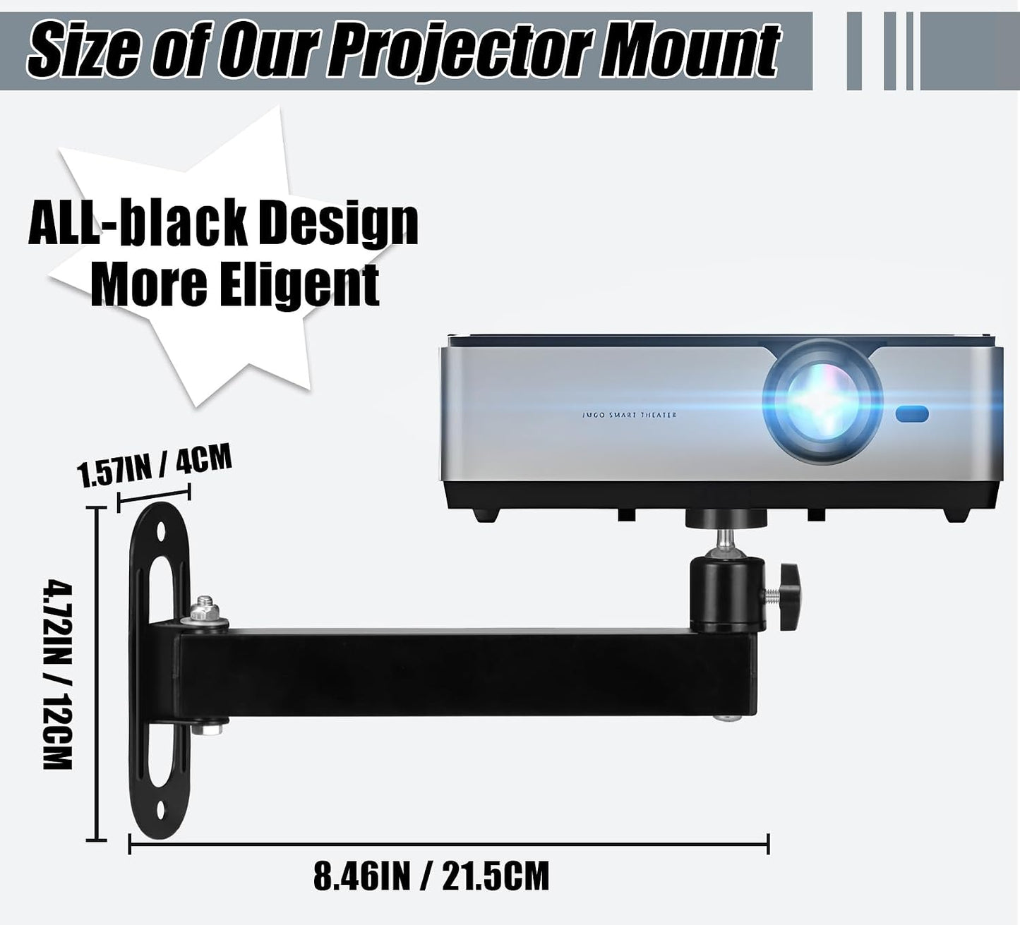2-Be-Best 7.87IN 20CM 1/4" M4 M6 Projector Wall Mount Mini Projector Mount Length / Wall Projectors Mounts Adjustable