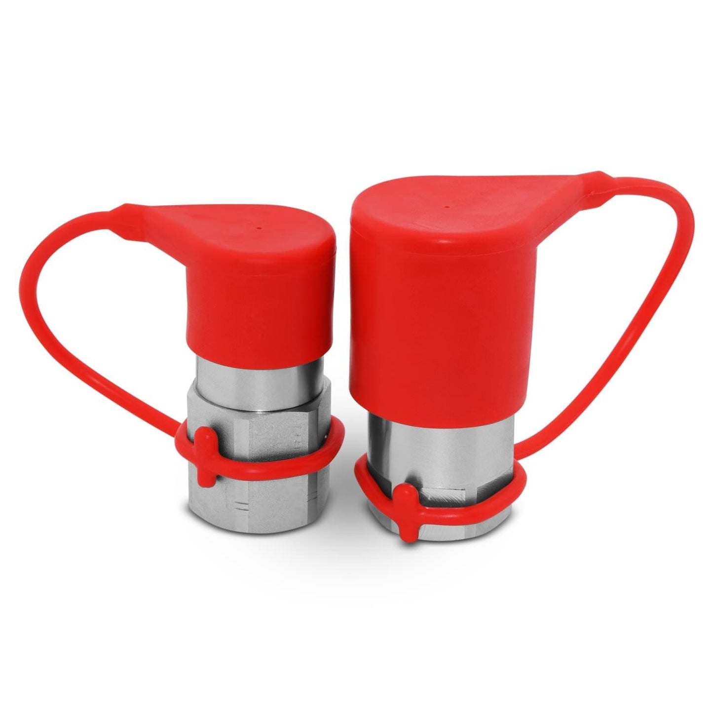 Flat Face High Flow Skid Steer Hydraulic Quick Connect Couplers/Couplings Set, 3/4" Body x 3/4" SAE, w/Dust Caps