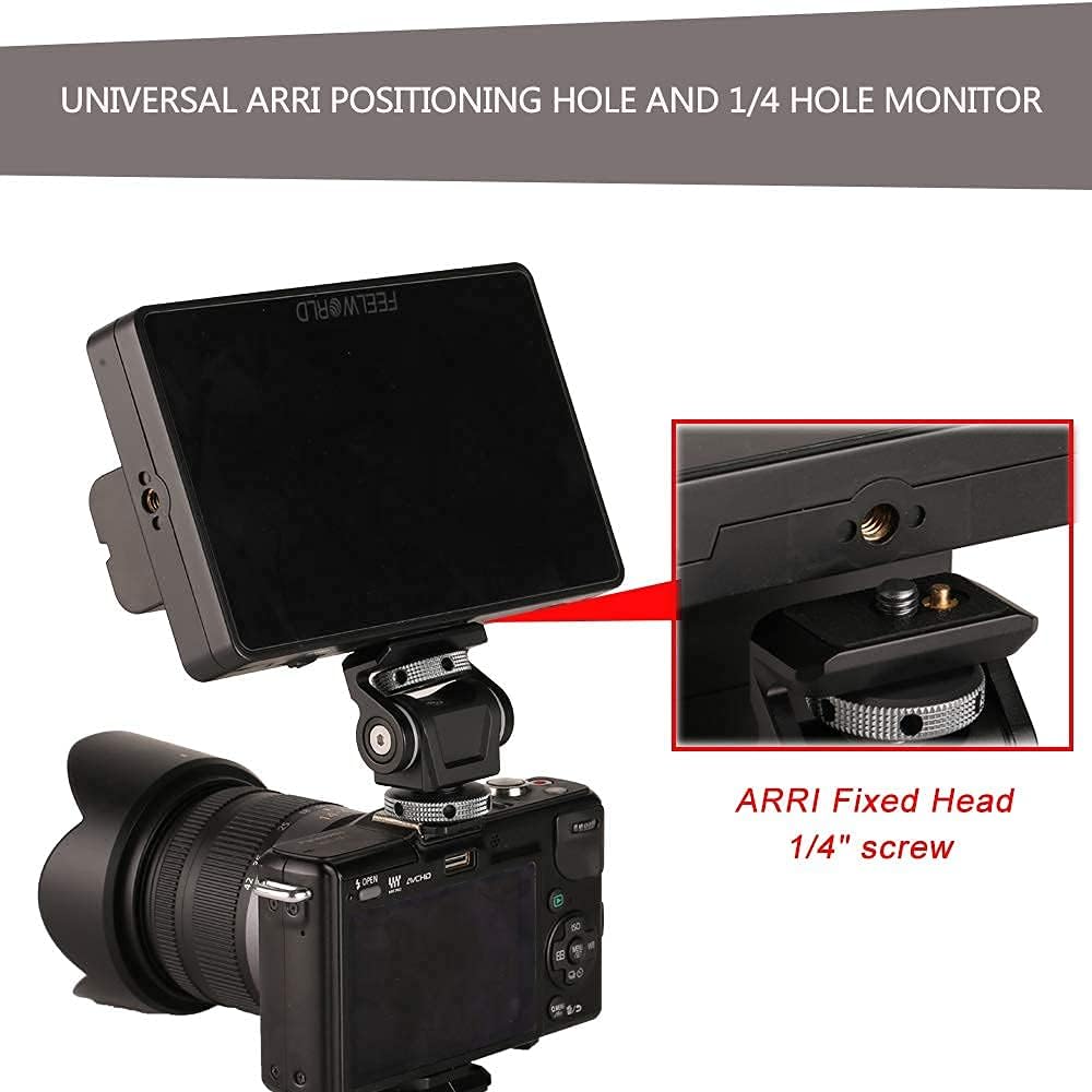 FOCPRO 5 inch 7 inch 360 180 DSLR Camera Field Monitor Mount Holder with Cold Shoe for and Monitor, Swivel and Tilt