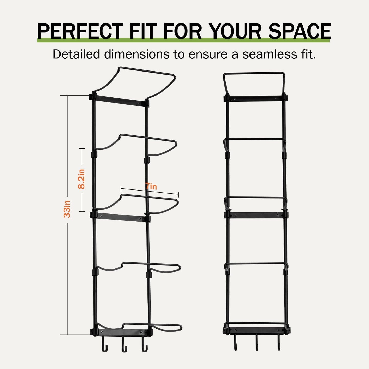 Slim Panda Yoga Mat Holder Wall Mount With Mesh Bag,Yoga Accessories Storage Rack,Home Gym Organizer with 5-Tier & 3 Hooks for Hanging Yoga Mats, Foam Roller, Resistance Bands & Yoga Accessories
