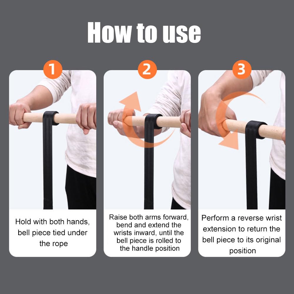 Forearm Strengthener, Wrist Roller Hand Grip Exerciser with Wooden Handle for Workout Fitness Strength Training