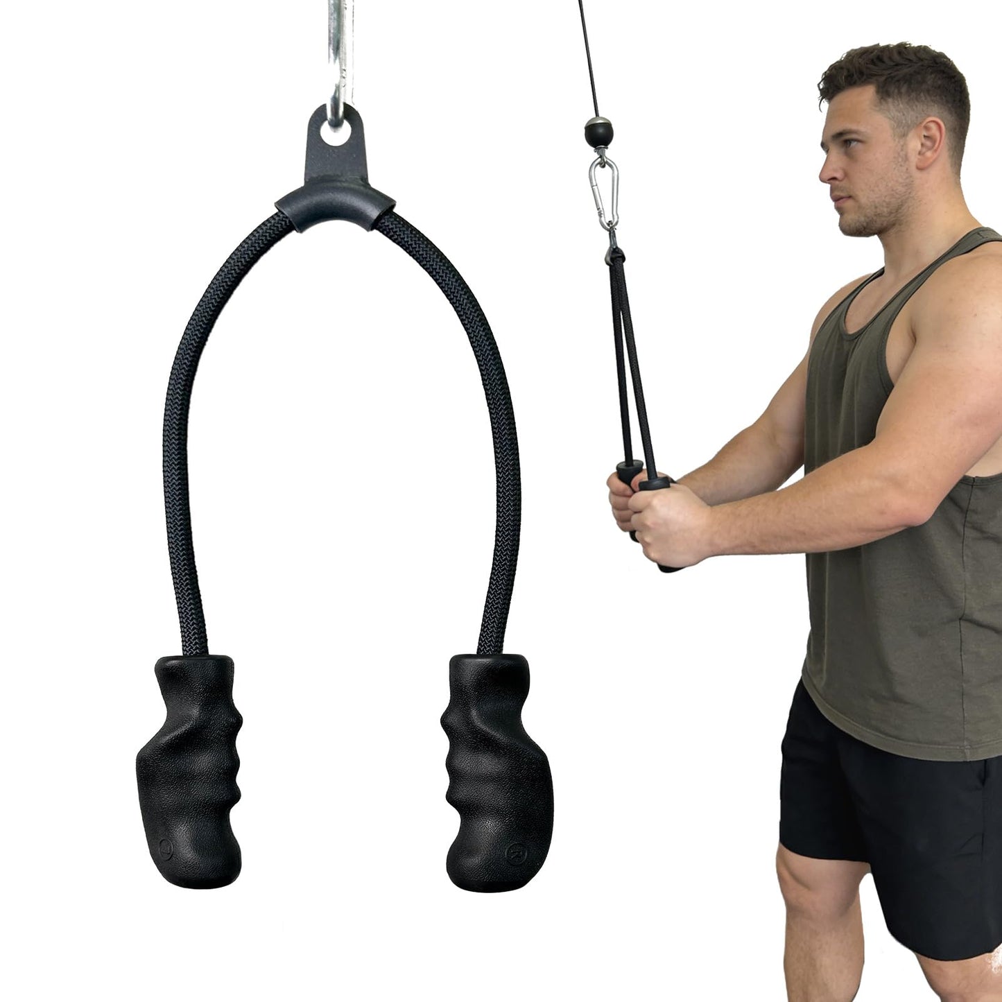 KORIKAHM Cable Machine Attachment with Upgraded Ergonomic Gym Handles, LAT Tricep Rope Pull Down Attachment,Exercise Handles for Home Gym Workout (Tricep Rope 6)