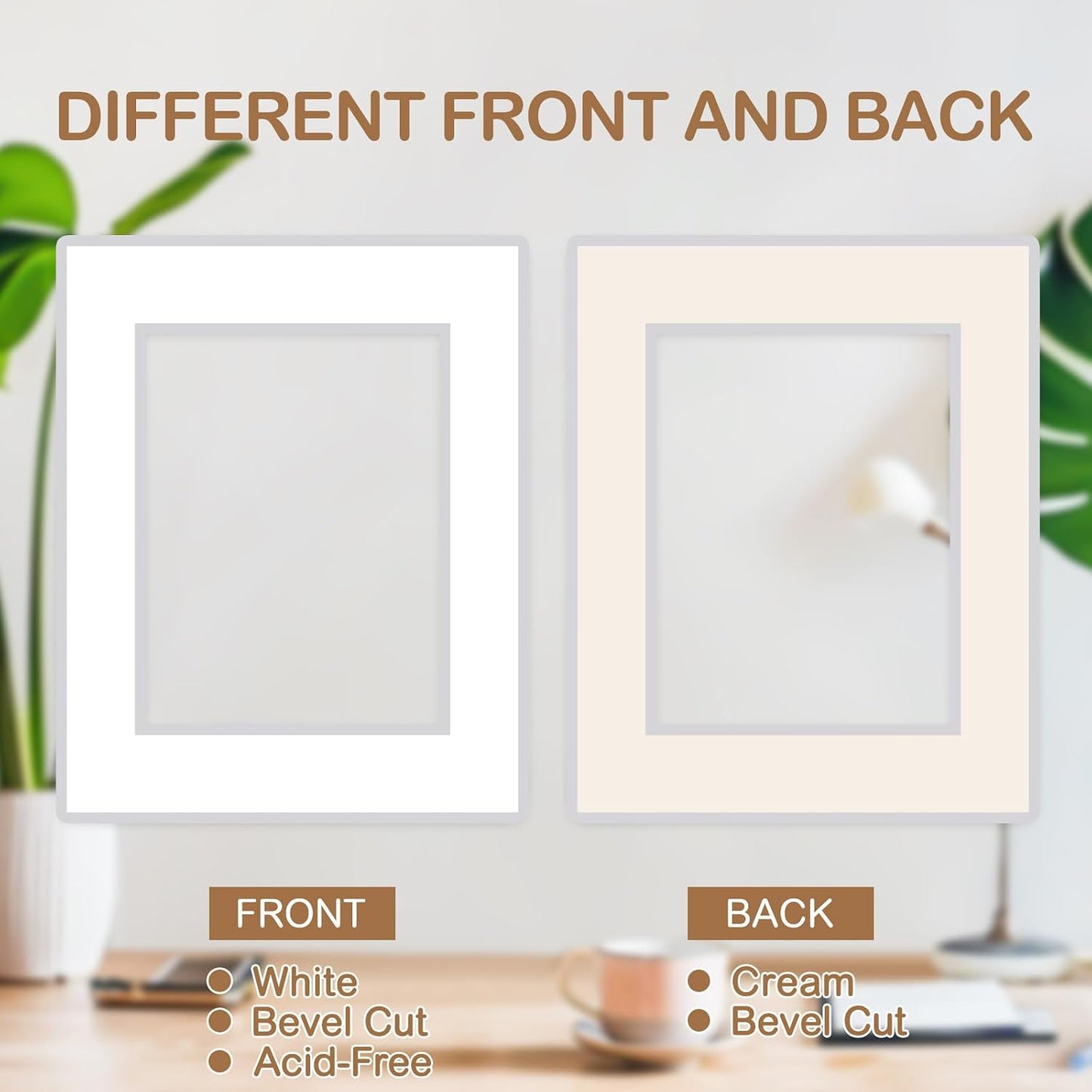 15 Pack 8.5x11 6x8 White Picture Mats, Frame Mattes for Pictures Photo Frame Mat Core Bevel Cut Mat Board Show Kit