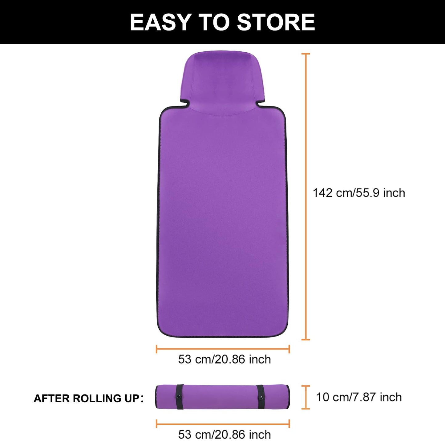 INFANZIA Premium Waterproof Seat Cover Towel Protector Neoprene Universal Fit, Upgraded 100% Washable & Removable Non-Slip Sweat Carseat Towel Covers, Perfect for Gym/Yoga/Workout（Purple,2PCS