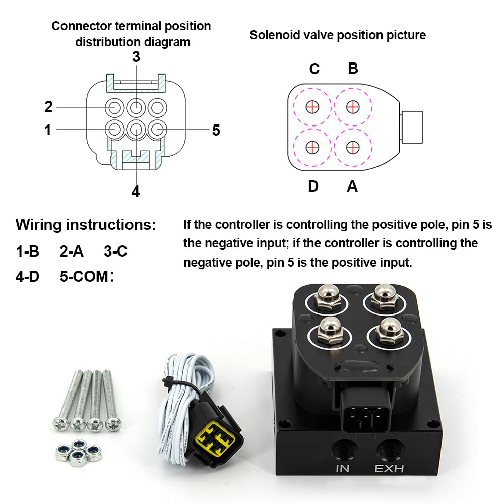 12V Solenoid Valve Air Ride Suspension manifold valve with remote controller 0-200psi, equipped with double display air pressure gauge white