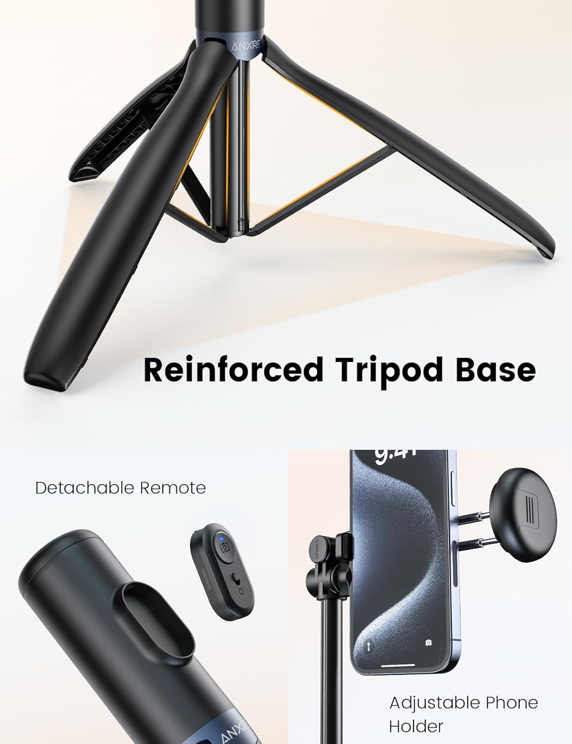 ANXRE 67.7" NT99 Selfie Stick Tripod with Light, Extendable Tripod Stand with Remote for Camera Phone Filming Vlogging