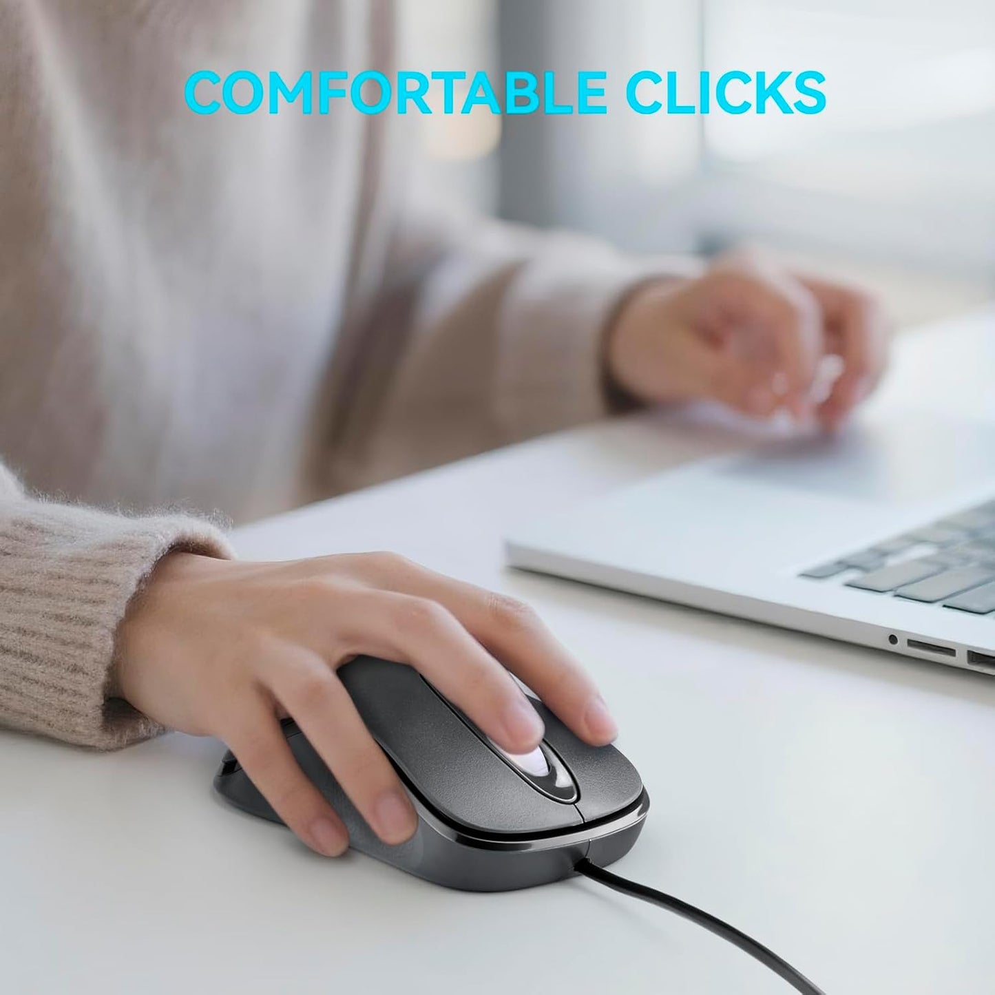 Mofkirg 3-Button 1000 (1) Classic Wired Office Mouse Ergonomic USB Optical DPI Comfortable Durable for Windows Mac