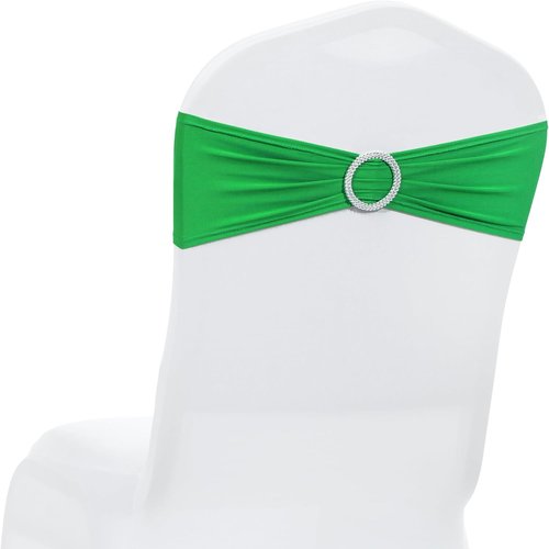 MDS Spandex Chair Sashes - Universal Fit Elastic Stretch Bands with Buckle for Weddings | Light Green, 250 Pack