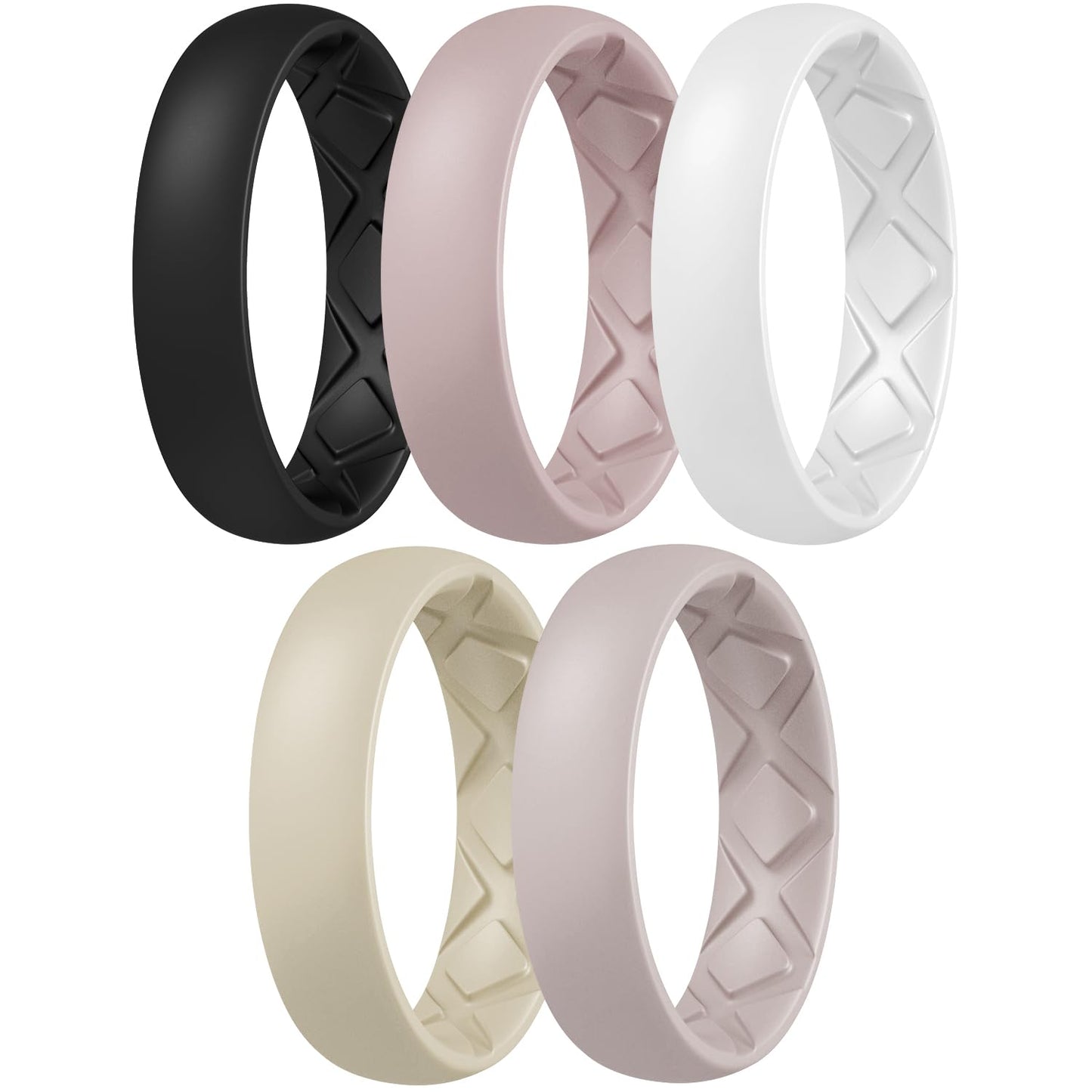 Egnaro Women's Engagement Rings, Silicone Inner Arc Ergonomic Breathable Design with half sizes, Rubber Wedding Band Rings，5.5mm Wide-2mm Thick
