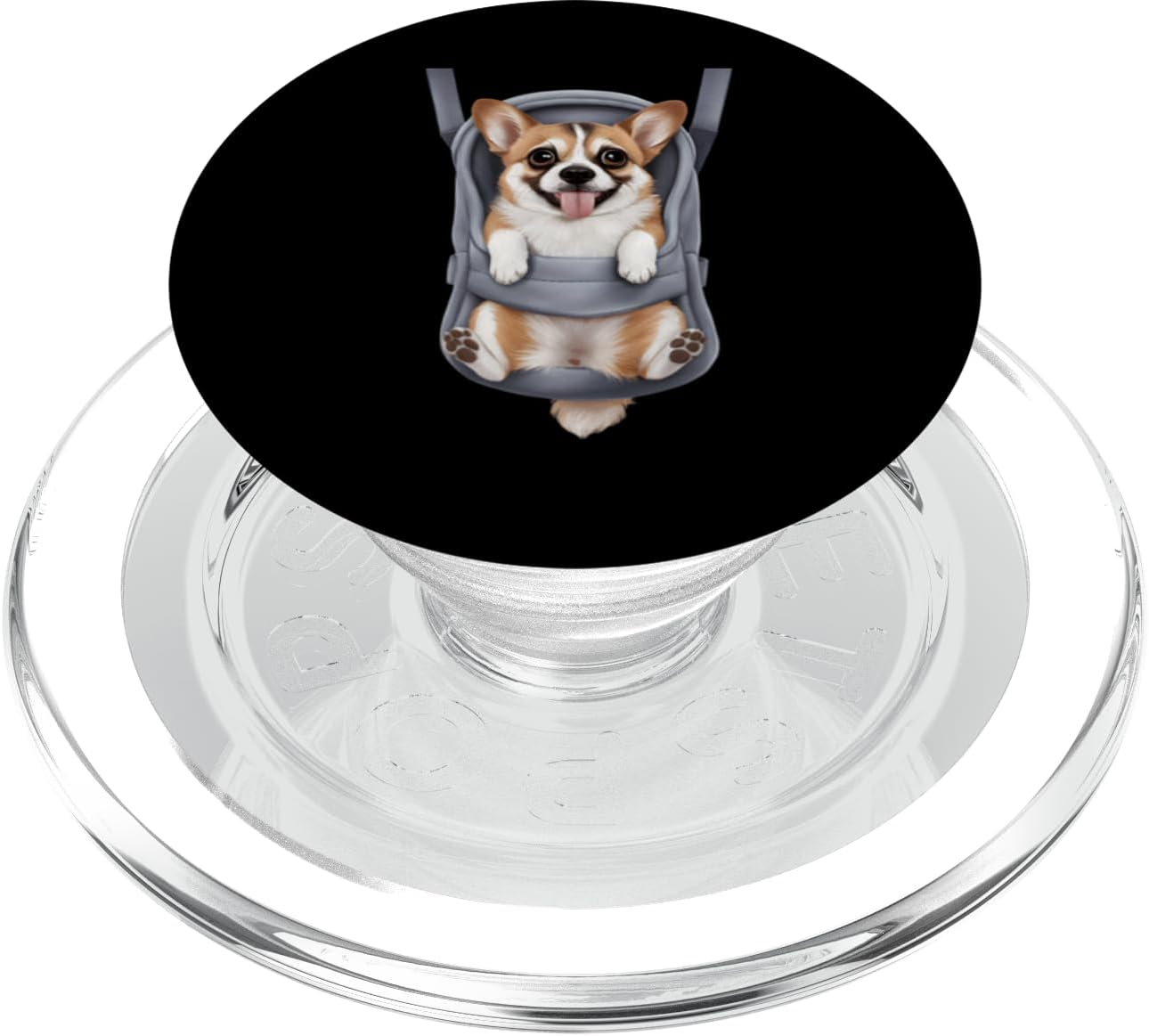 Corgi Puppy Lover PS Funny Corgi Puppy In A Baby Carrier. Dog Lover PopSockets PopGrip for MagSafe