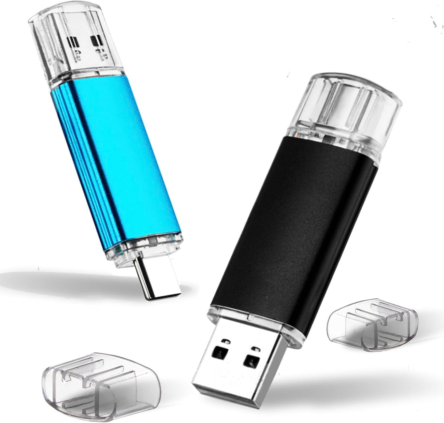 MAKACTUA 2 Pack 64GB 3.0 128GB 2-in1 Type-C USB Flash Drive USB-C Thumb Drives Memory Stick Jump Drive