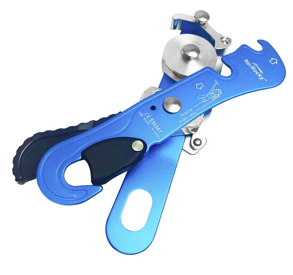 Ito Rocky Climbing Stop Descender Rappelling Anti-Panic Belay Devices for 9-12mm Rope Rescue Equipment Hand Controls Desingned