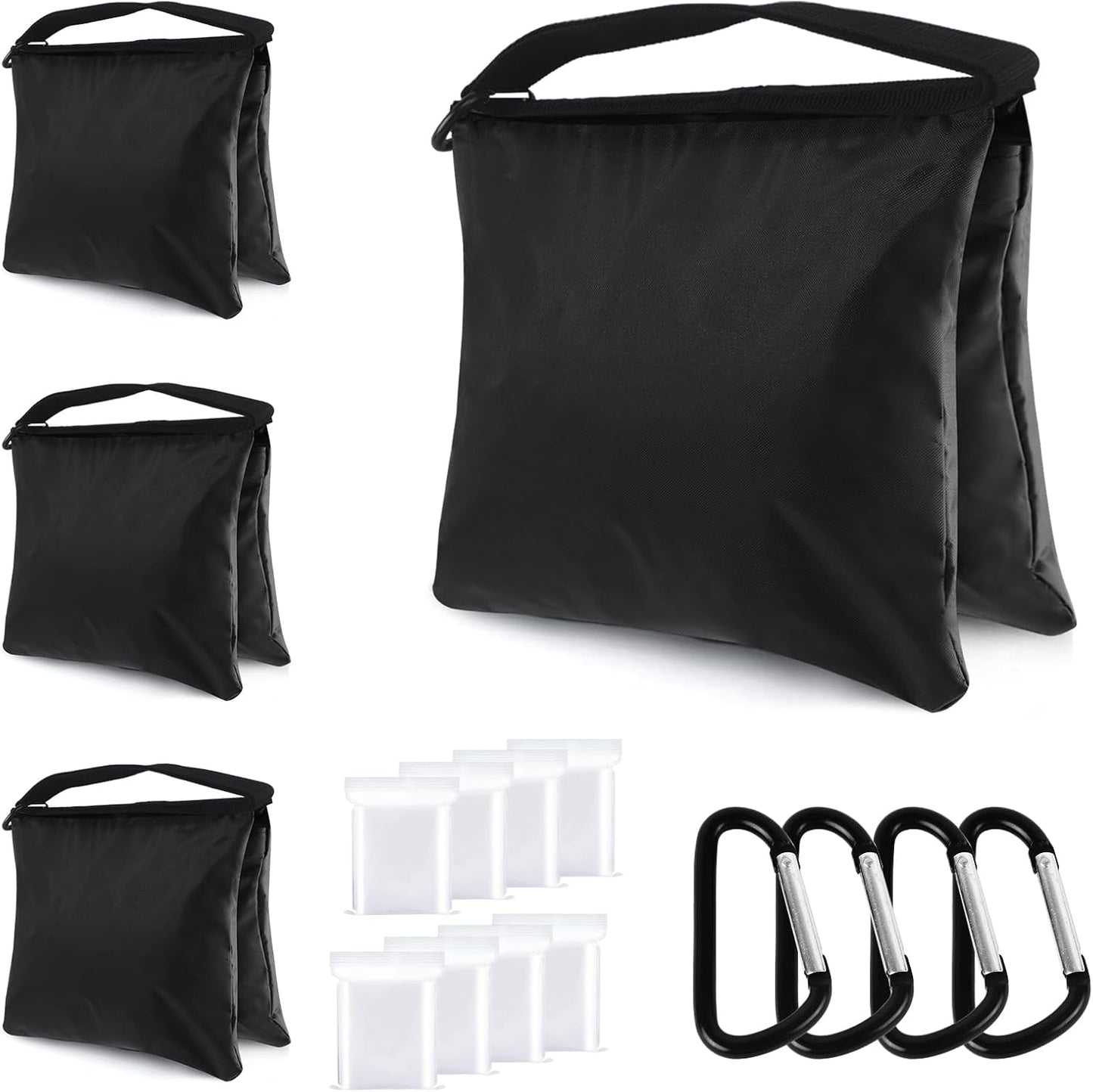4 Packs ABCCANOPY Photography Sandbag for Video Stand, Heavy Duty Weight Bags for Light Tripod, Camping Chair, (Black)
