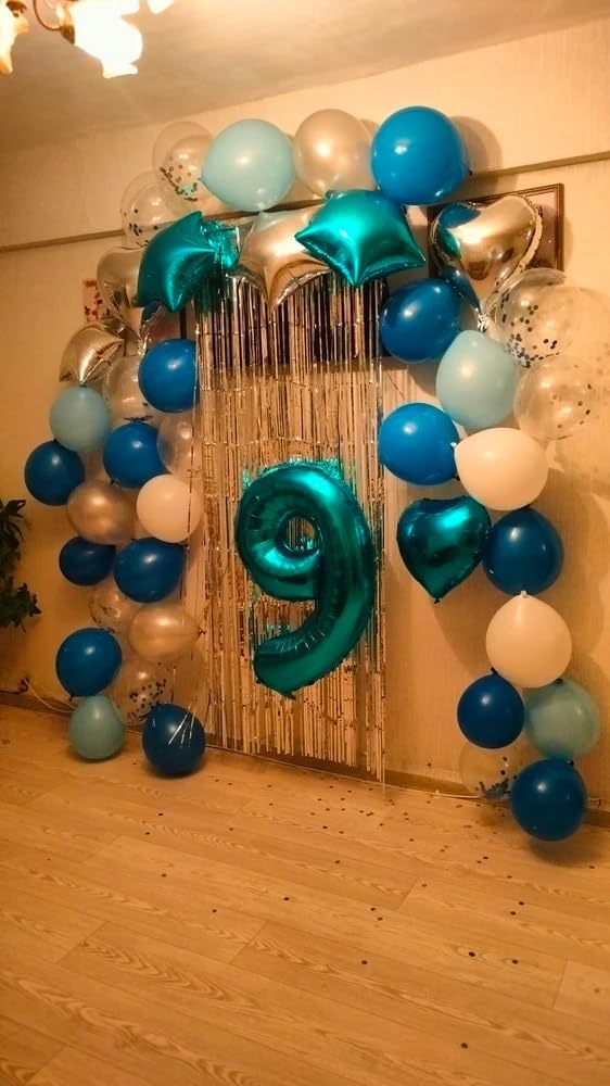 Teal Blue Number 4 Balloon - 40 Inch Large Birthday Decoration for Girls' 4th Party