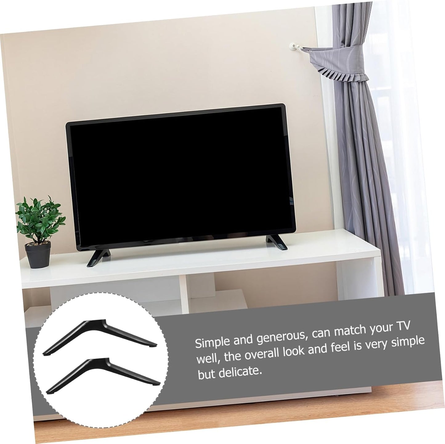 JEWEDECO 2pcs Tv Support Stand with Sturdy Base Height Television Holder Design for LCD Led Easy to Install