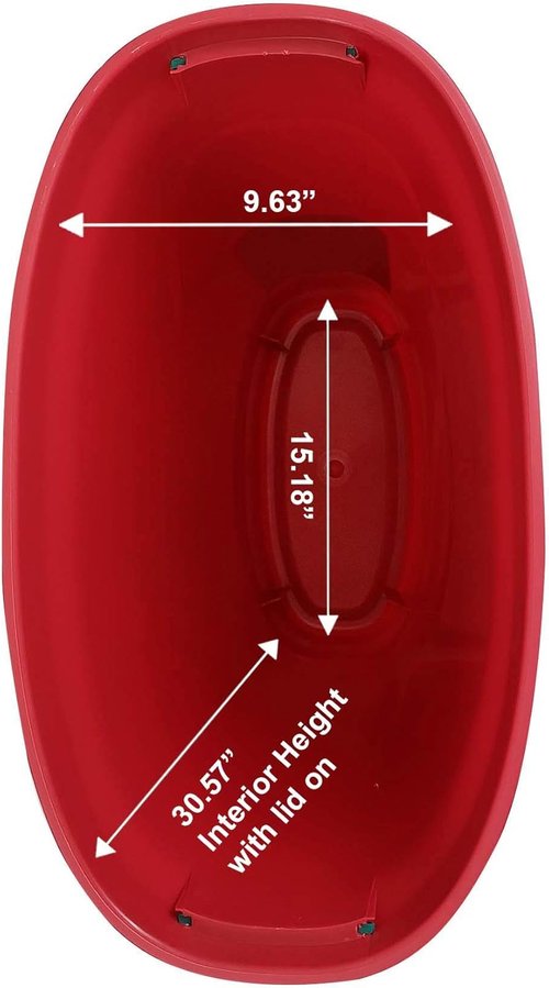 HOMZ Vertical Gift Wrap Storage Organizer - 2-Pack Red & Clear Plastic Bins for Holiday Wrapping