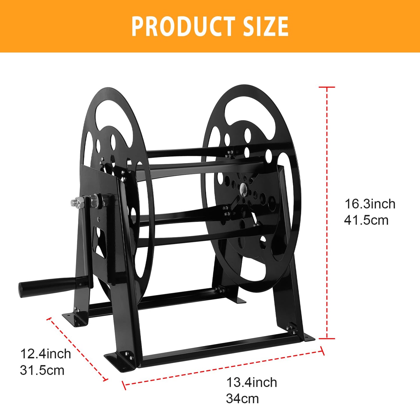 RV Extension Cord Reel Stand, 50-200 FT RV Extension Cord Reel Holder with Durable Bearings, Metal Heavy Duty Power Cord Storage Reel with Anti-rust Coating
