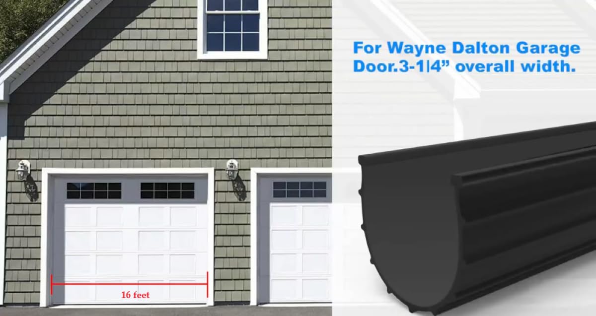 AOMUCH Garage Door Weather Stripping Bottom Rubber Seal Replacement for Wayne Dalton Garage Door Bottom Seal 154448 Fit 8000 & 9000 Series Foam Core 16 Feet Wide Doors (16 Feet)