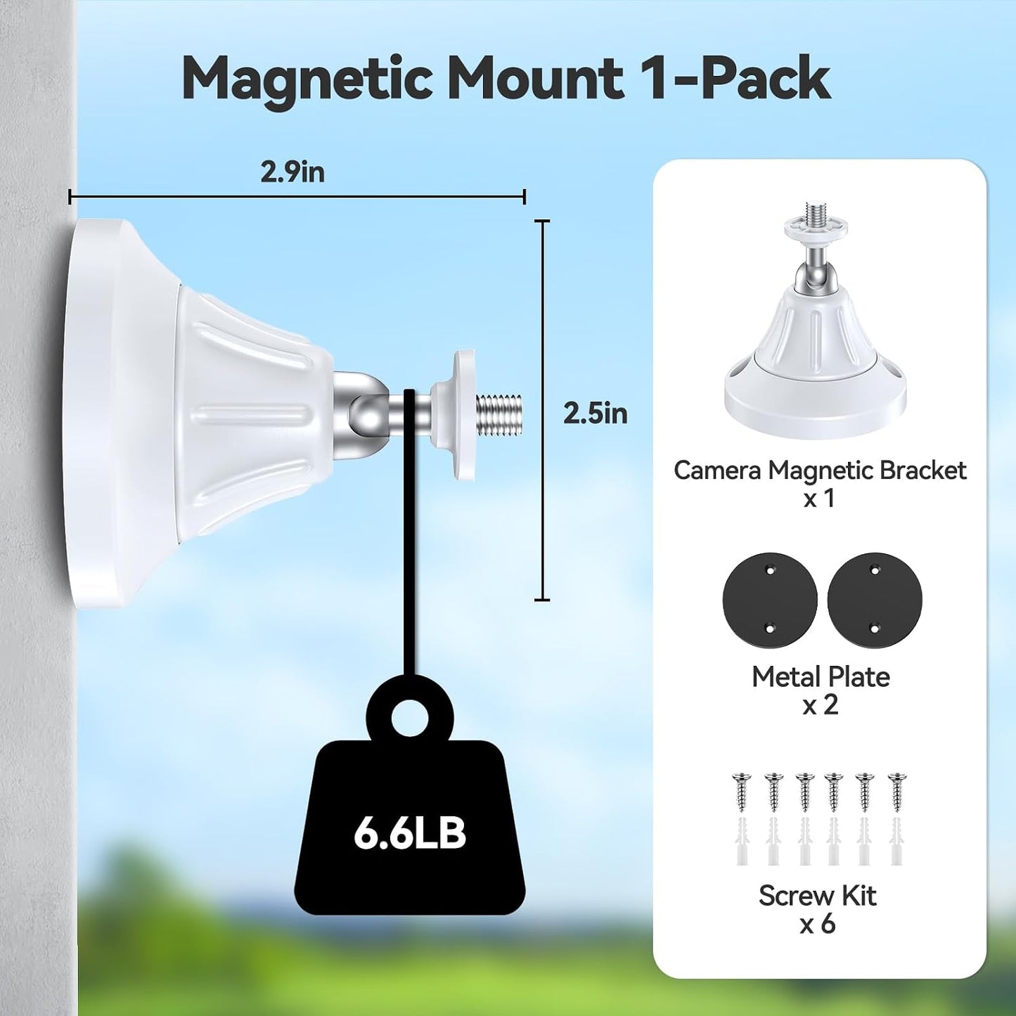 Naseto 1/4 1 Pack) Magnetic Security Camera Mount, Universal Screw, Adjustable Angle, Strong Magnet, No-Drill