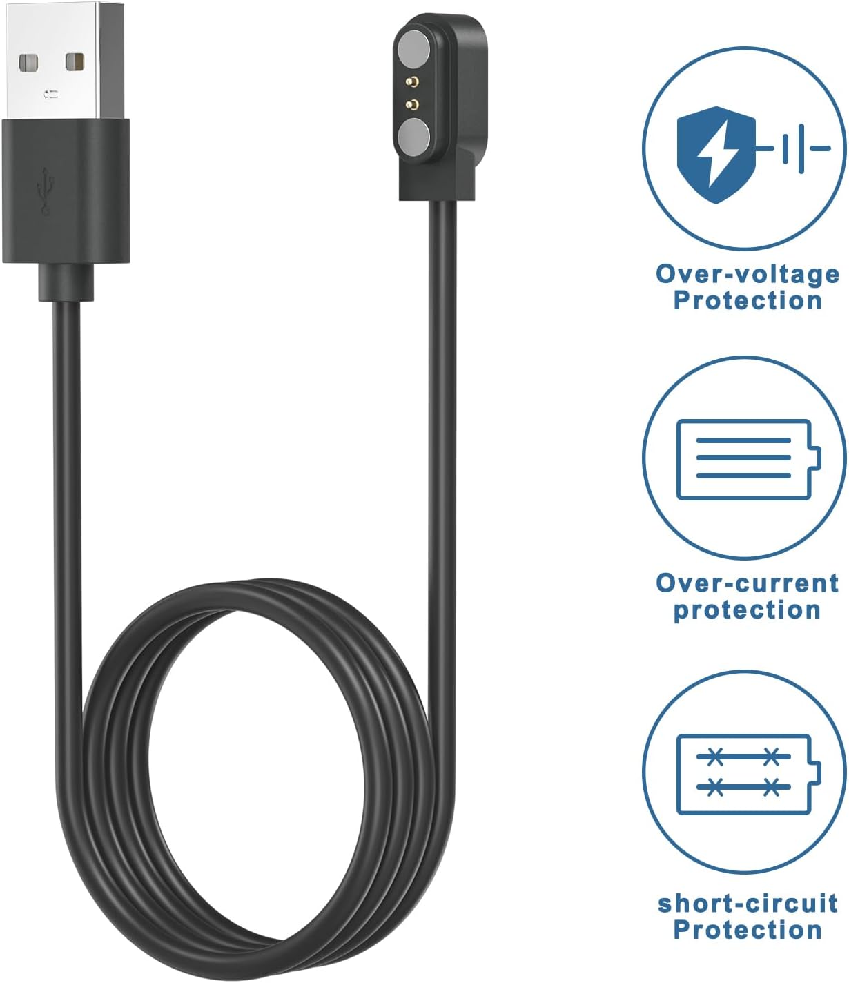 Meliya 2-Pack Compatible for Bark Smart Watch Charger, Replacement Magnetic USB Charging Cable Cord