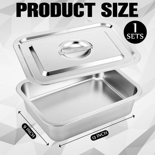 Funnymoom Deep Lasagna Baking Pan Set - 7.4 Qt Stainless Steel Nonstick with Lid | 11 x 14.2 x 4 Inch