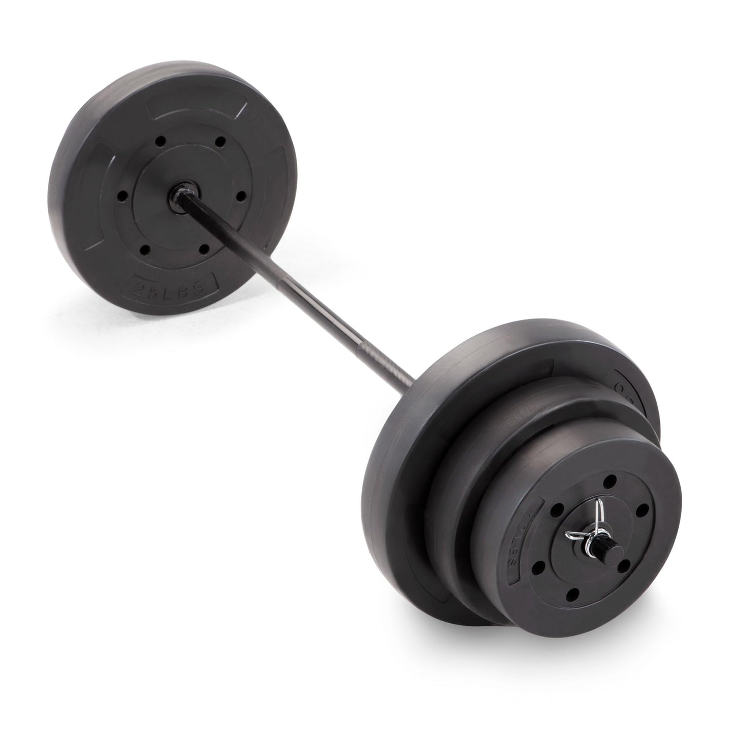 Marcy Pro Standard Weight Bench with 100 lbs Vinyl-Coated Weight Set PM-2084, Flat