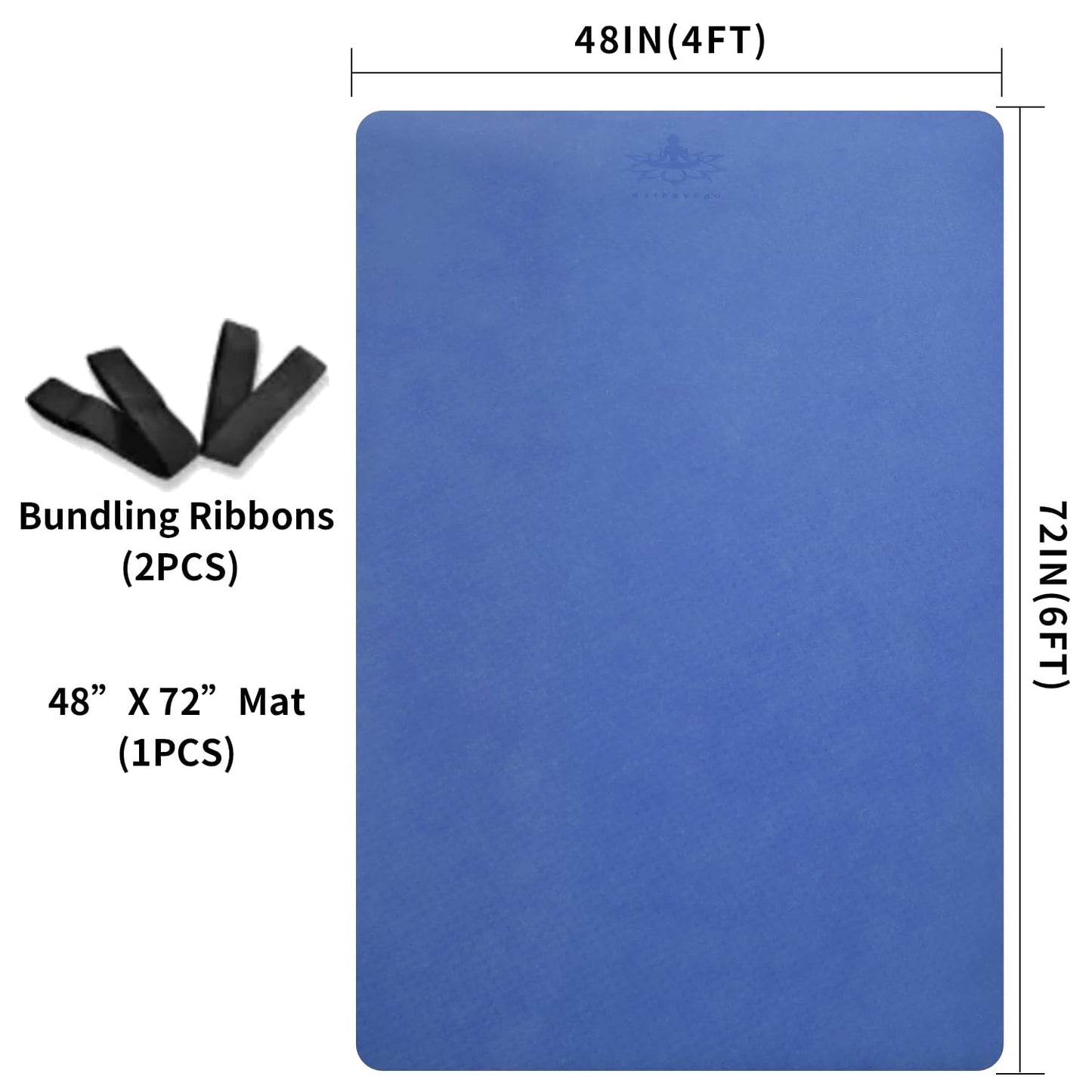 Hatha Yoga Large TPE Yoga Mat 6'x4'x1/2" Extra Thick Non-Slip Exercise Mat - for Yoga Pilates & Home Gym Workouts(Blue)