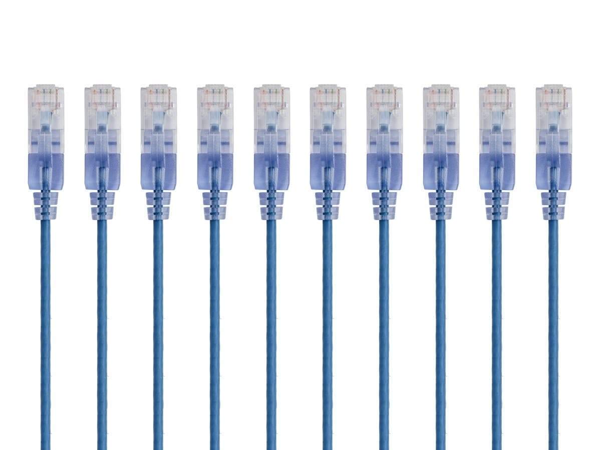 Cat6A 5 (10 Pack) RJ45 550Mhz 10G 30AWG Monoprice Ethernet Patch Cable - Feet - Orange Snagless UTP Pure Bare Copper