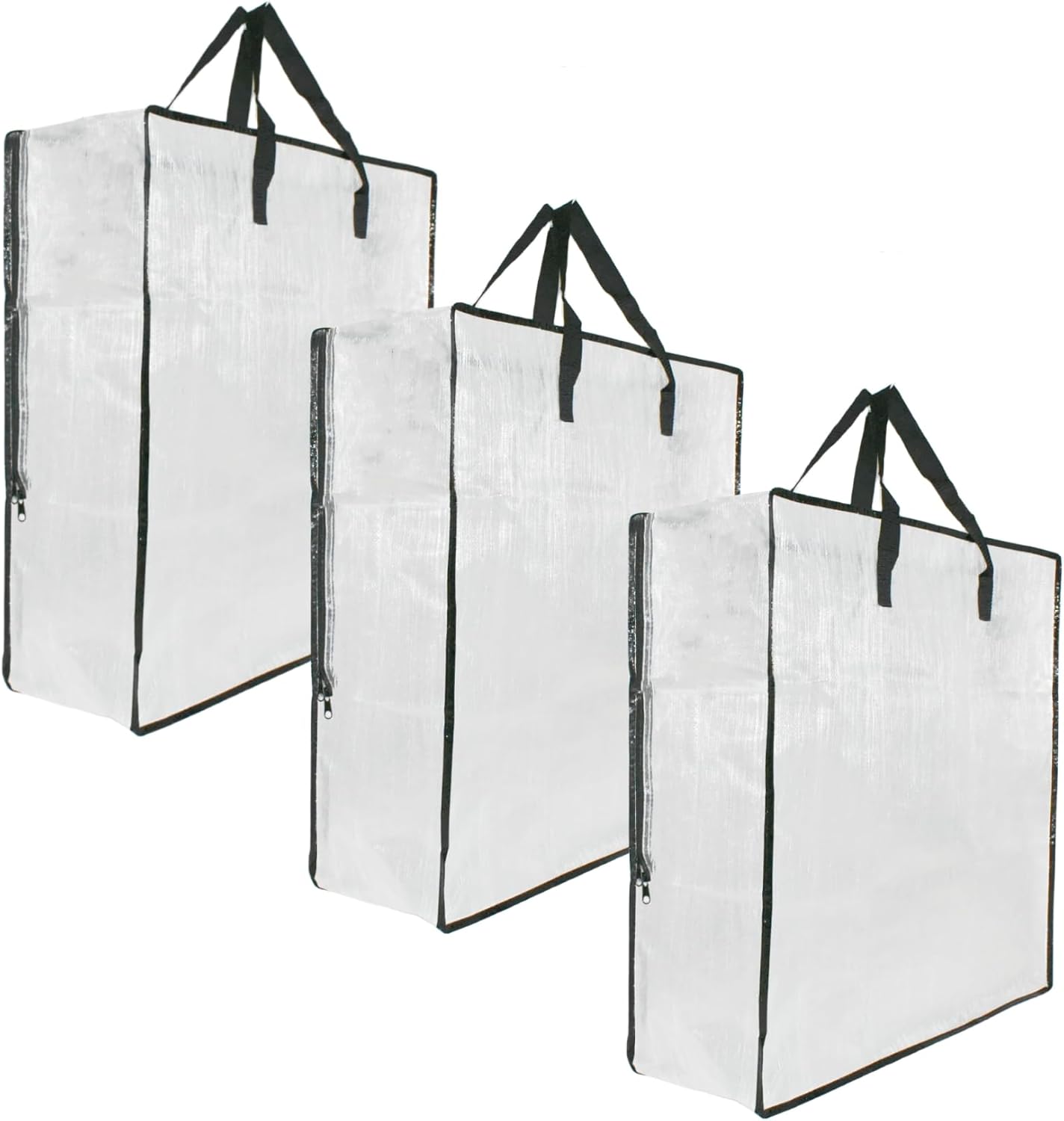 Skiennix Clear Storage Bags - 3 Pack Zippered Organizers with Handles for Blankets & Bedding