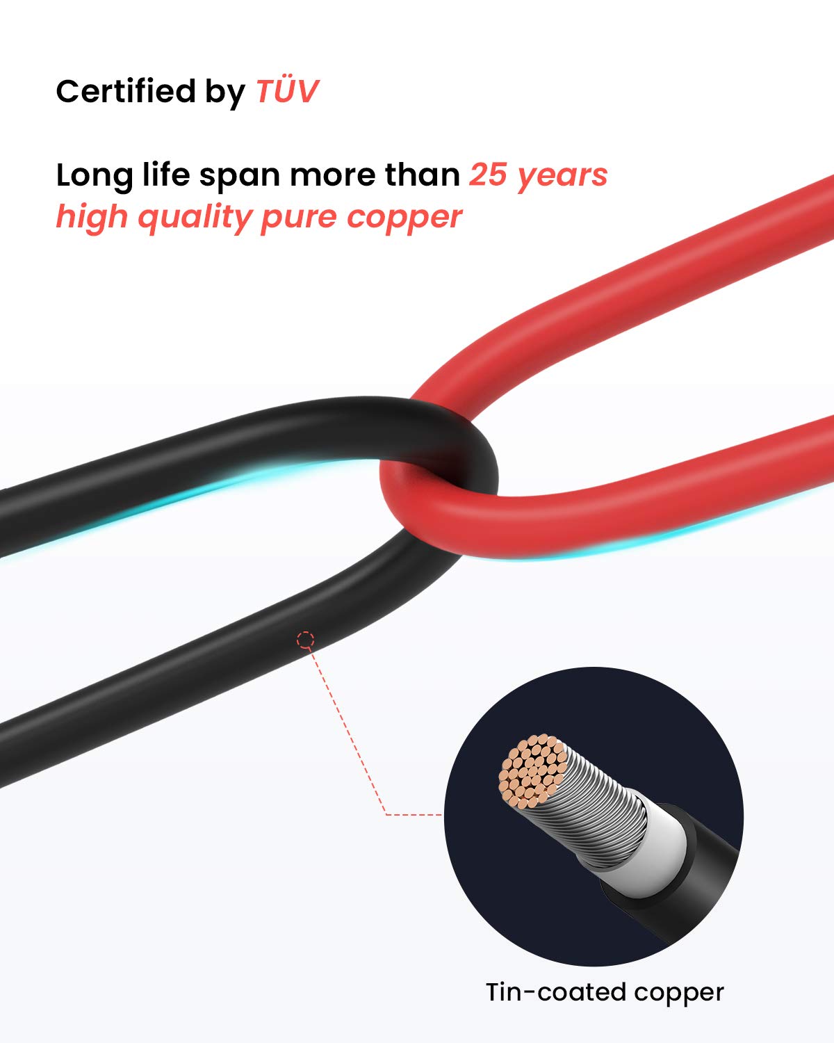 BougeRV 100Feet 10AWG Solar Extension Cable with Female and Male Connector with Extra Pair of Connectors Solar Panel Adaptor Kit Tool (100FT Red + 100FT Black)