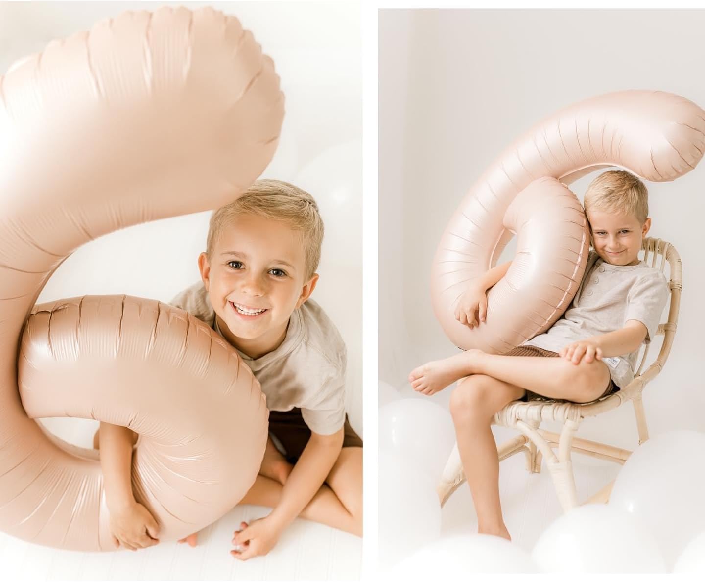 Skiennix 40-Inch Light Brown Number 6 Balloon - Perfect for Beige Birthday Decorations & Parties