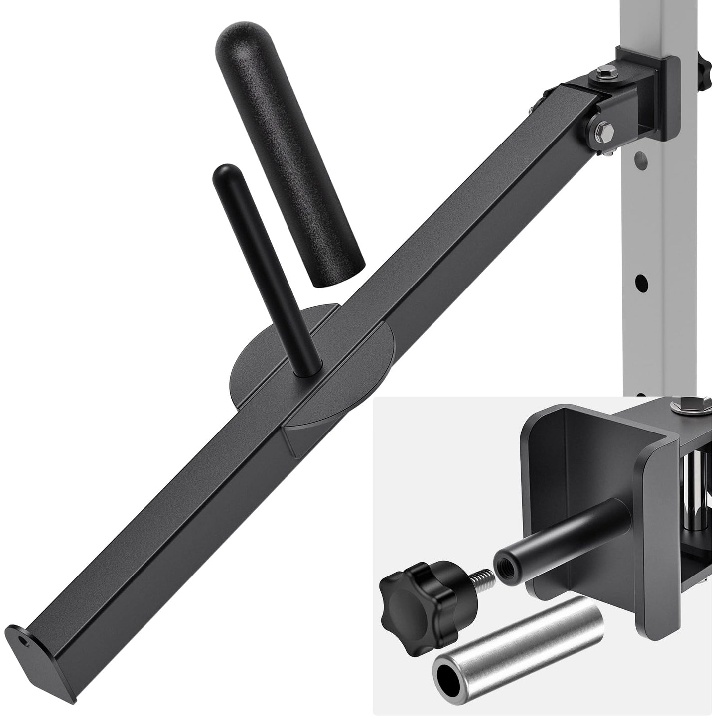 SELEWARE Belt Squat Lever Arm for 2" x 2" Power Cage with 1" Hole, Squat Rack Attachment Fit 1'' and 2'' Weight Plates Allow Both Vertical and Sideways Movements