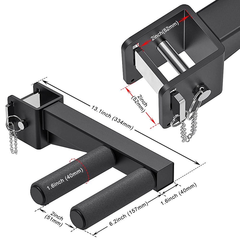 Lifeswell Dip Bar Attachment for 2" x 2" Power Rack, Non-Slip Wide & Narrow Grip Handles, 500 lbs Capacity, Squat Rack Attachment for Dips, Inverted Rows, Push-Ups