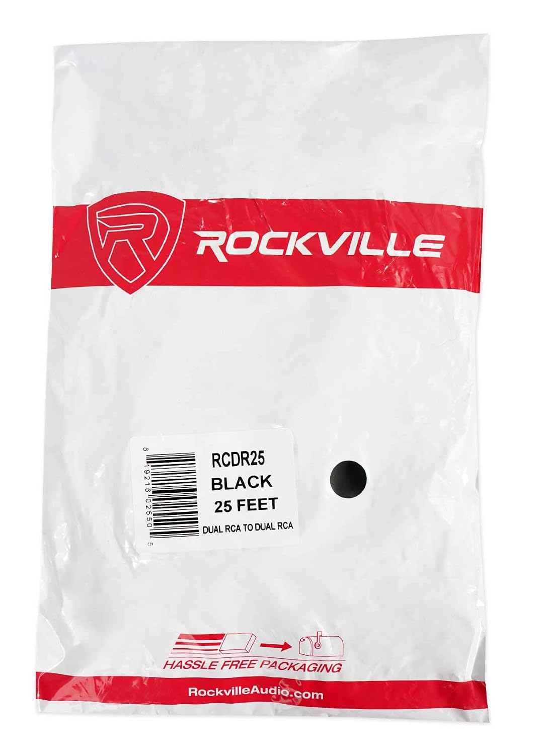 RCDR25B 25 100% Rockville Ft Dual RCA to Dual RCA Cable, Copper, Noise-Free Audio, Durable Build, Flexible Design