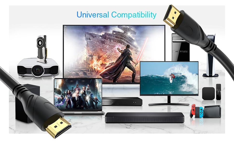Jorenca 8K 6ft, 48Gbps 2.1 8K@60Hz 4K@120Hz,eARC, 3D,Compatible PS5, 4K HDMI Cable Ultra High Speed HDMI Cord,Gold
