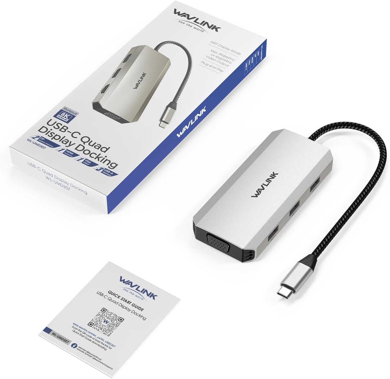 WAVLINK USB2.0 USB C Docking Station Dual DP Monitor, Displayport Docking Station with Dual DP, HDMI, VGA, Ports