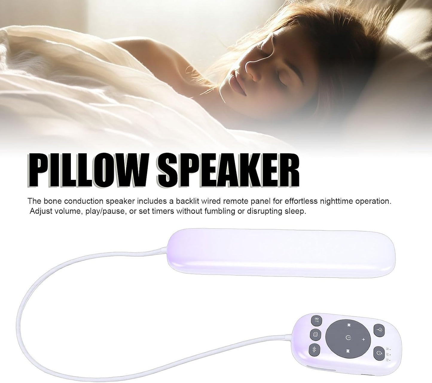5.4 36 3 CCYLEZ Pillow Speaker for Sleeping, Ultra Thin Bone Conduction Bluetooth Under Pillow Speaker with Sounds