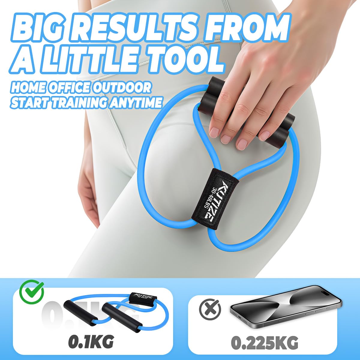 KUTIZE Figure 8 Resistance Bands with Handles, 8 Shaped Resistance Bands for Women Men, Exercise Bands for Arm, Chest, Shoulder & Back Workout, Home Gym Equipment for Yoga, Pilates, Physical Therapy