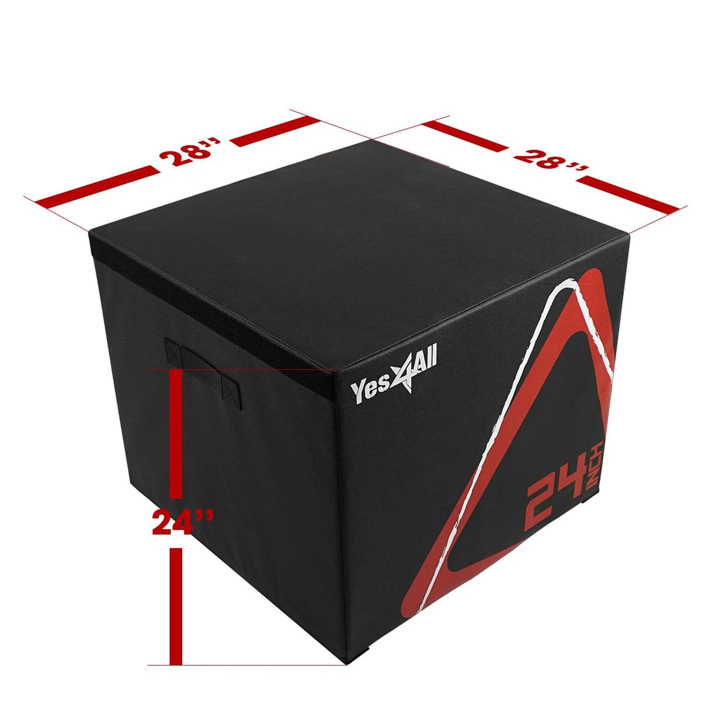 Yes4All Adjustable Soft Plyo Box, Jumping Trainer - For Plyometric Exercises and Conditioning, Multiple Height Variations, 24'', Black