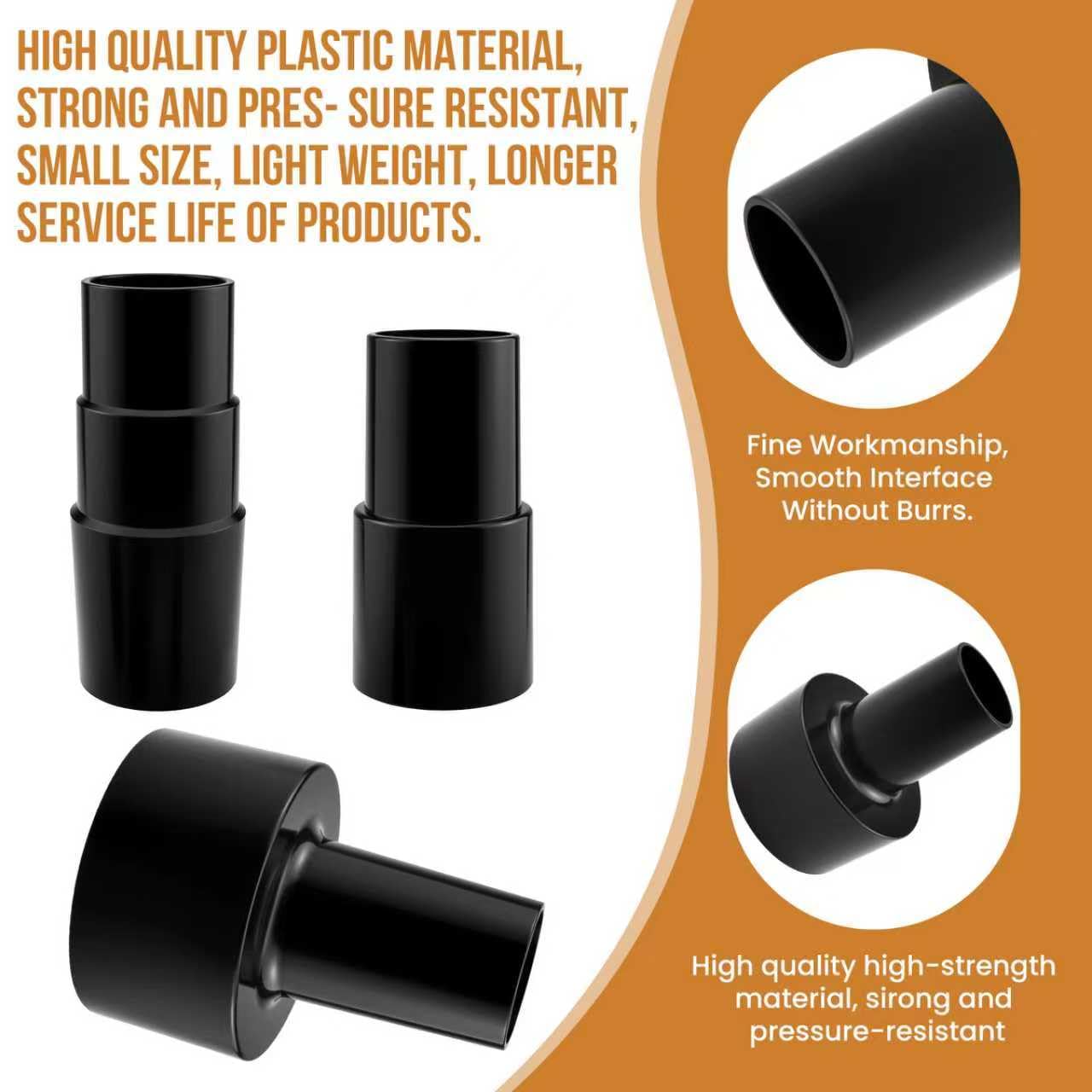 ZDRU 3Pcs Universal Vacuum Hose Adapter Kit - Multi-Size Adapters (2-1/2" to 1-1/4", 1-1/4" to 1-3/8" to 1-1/2", 1-3/8" to 1-1/4") Reducer Attachments for Wet Dry Vacuum Cleaner