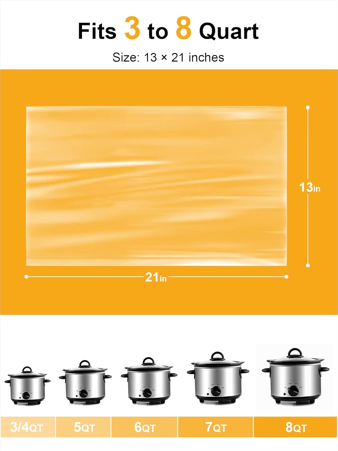 SMARTAKE Slow Cooker Liners - Large 13"x21" Disposable Bags for 3QT to 8QT Cookers | 30 Count
