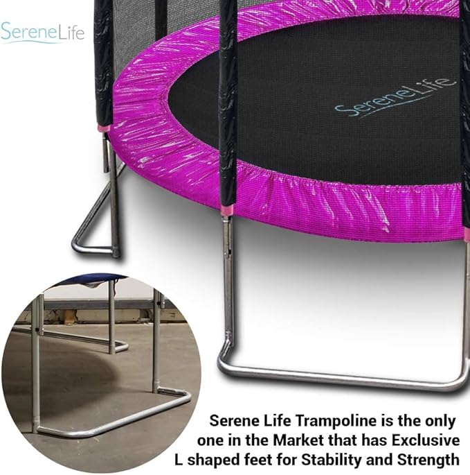 SereneLife 10ft Outdoor Trampoline with Safety Net Enclosure - Large Backyard Trampoline for Kids, Teens & Adults, Weather-Resistant Jumping Mat, Sturdy Frame, Perfect for Family Fun, 120"x120"x100.8"