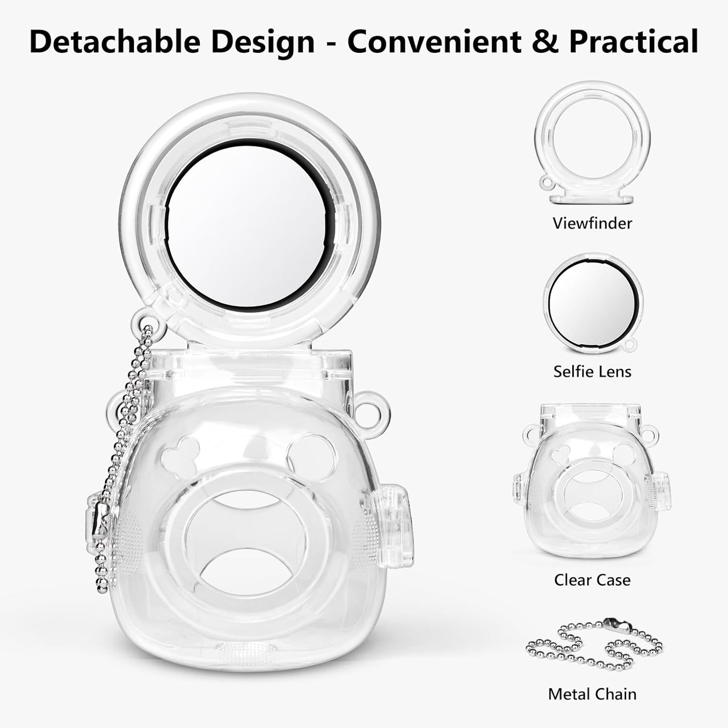 MUZIRI KINOKOO Fuji Mini Pal Camera Clear Case with Selfie Mirror - Hard PC Crystal Clear Protective Case for Instax