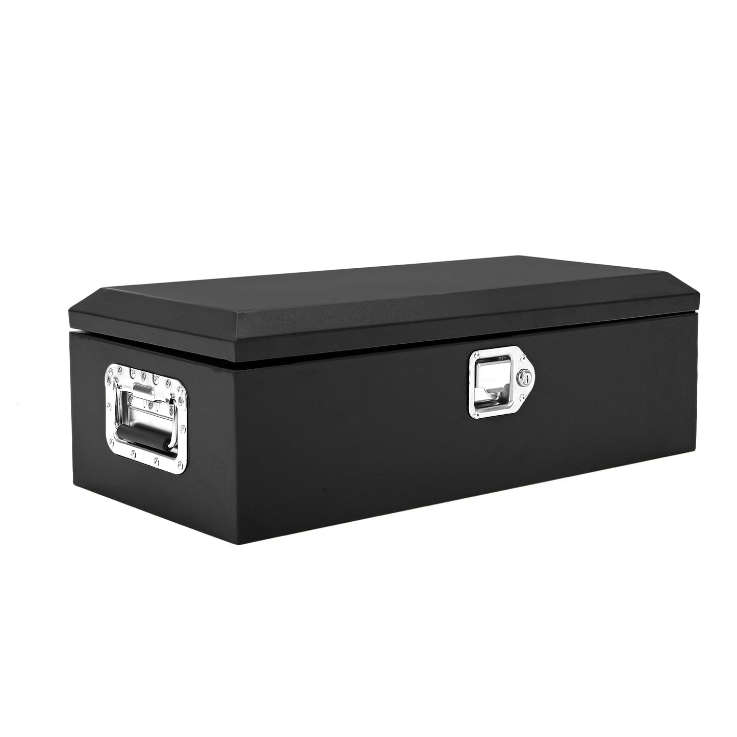 Heavy Duty Steel Truck Bed Tool Box, Powder-Coated Diamond Plate Storage Chest with Side Handle & Lock, Durable Metal Toolbox Organizer for Pickup, RV, Trailer, Mechanic or Workshop - 20X12X10 in