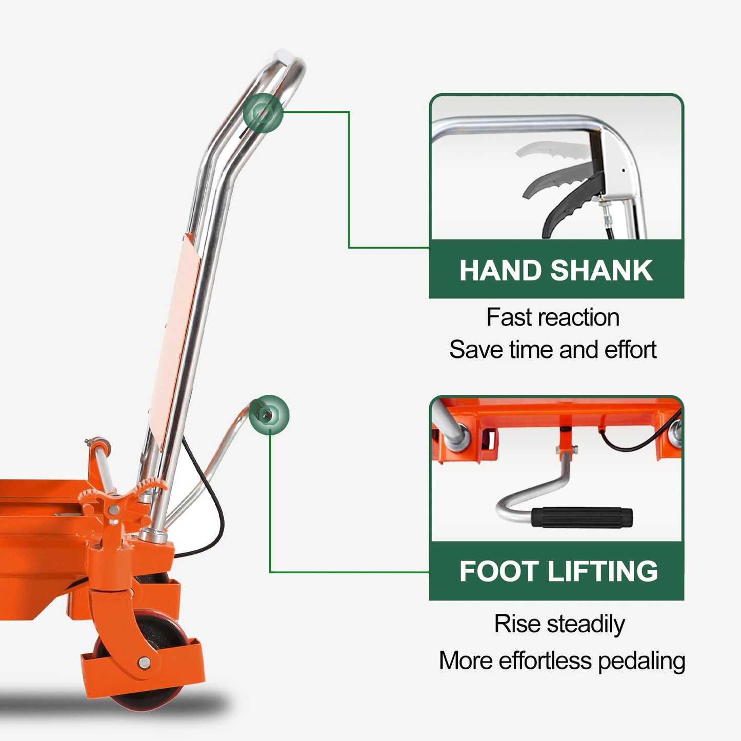 Tory Carrier Double Scissor Lift Table Cart 59" Lifting Height, Hydraulic Lift Cart Platform Manual Scissor Lift Table with Foot Pump for Safe Freight Unloading and Warehousing Use,1760 lbs Capacity