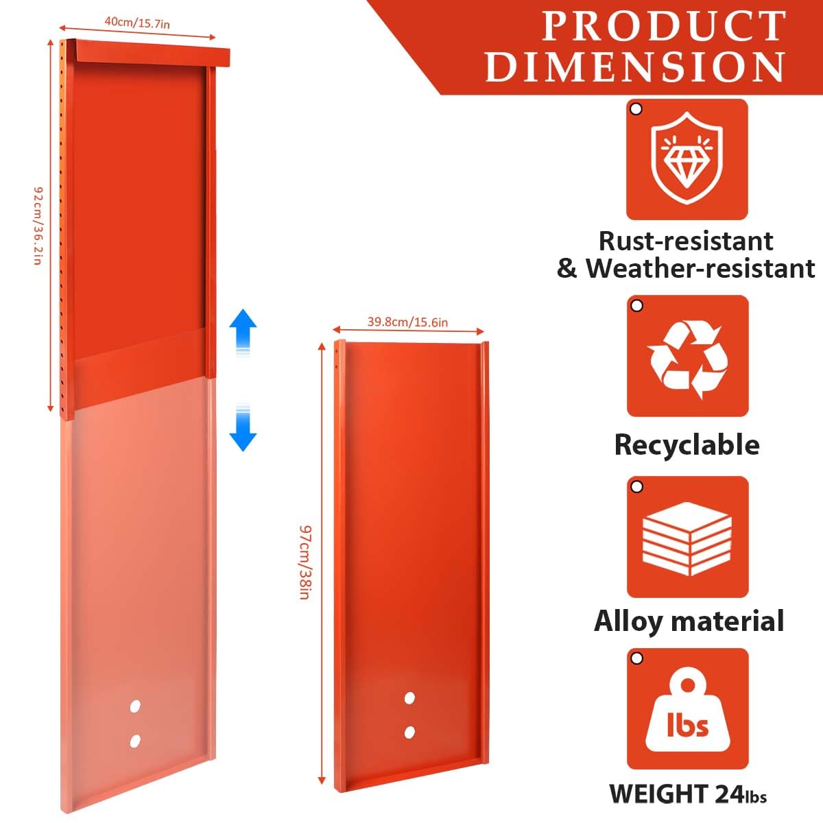 Upgraded 2-Section Fixed Ladder Anti-Climb Safety Guard, Fits 38"–75" Ladders – Heavy-Duty Fixed Ladder Resistant Security Guard, Dual Locking Mechanism for Roof Hatch & Outdoor Secure Access (Orange)