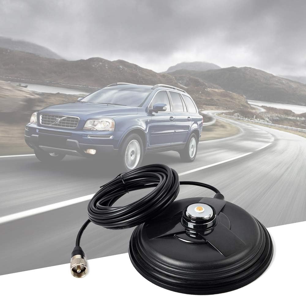 UAYESOK 5.9inch (150mm) 5M(16.4ft) RG58 PL-259 NMO Magnetic Mount Antenna Base Ham Mobile Radio Antenna Magnet Mount