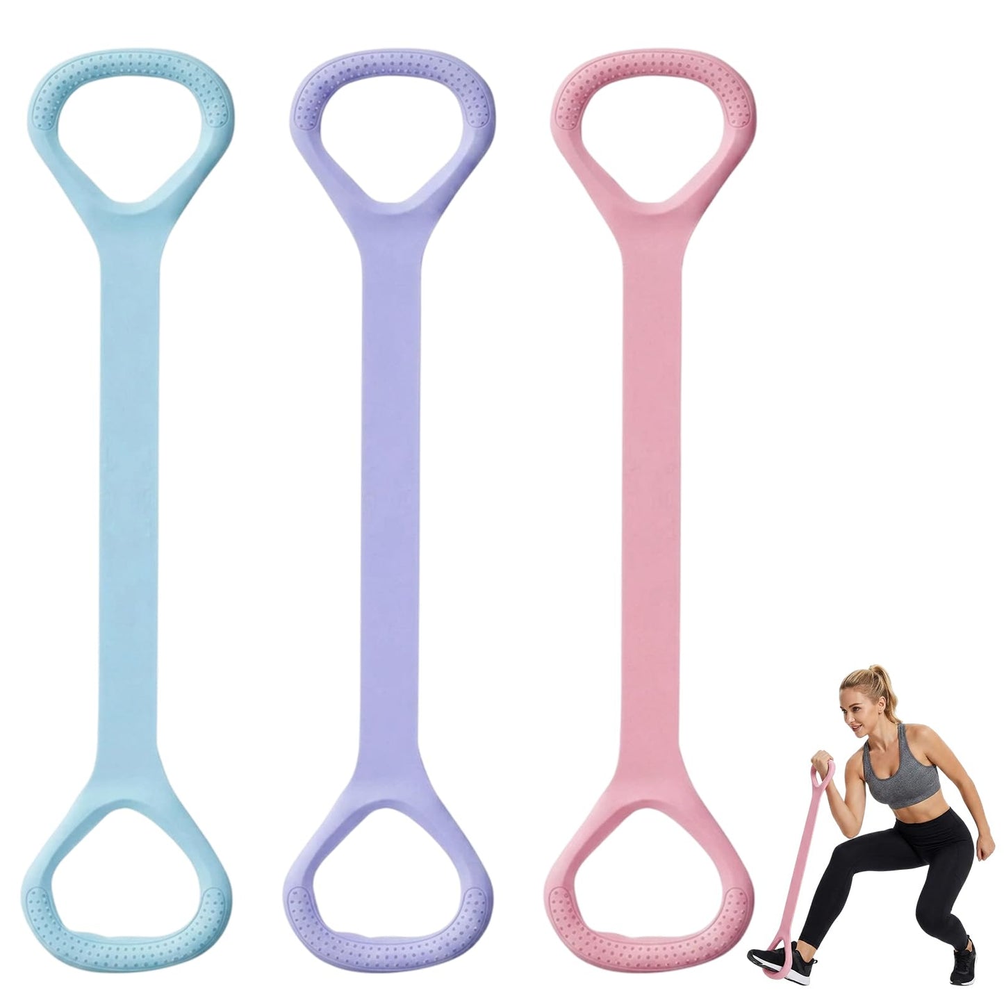 Figure 8 Resistance Band, Arm Resistance Bands with Handles, Keep Resistance Band Figure 8 for Arms Back Shoulders Legs and Glutes Workout, Resistance Bands Figure 8 with Handles for Women
